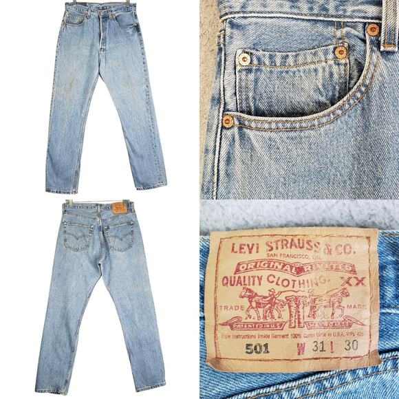 VTG 90's Levi's XX 501 Button Fly Jeans Woman's Size 31X30 Made in USA Flaw - Picture 1 of 12